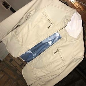 Cream Leather Jacket